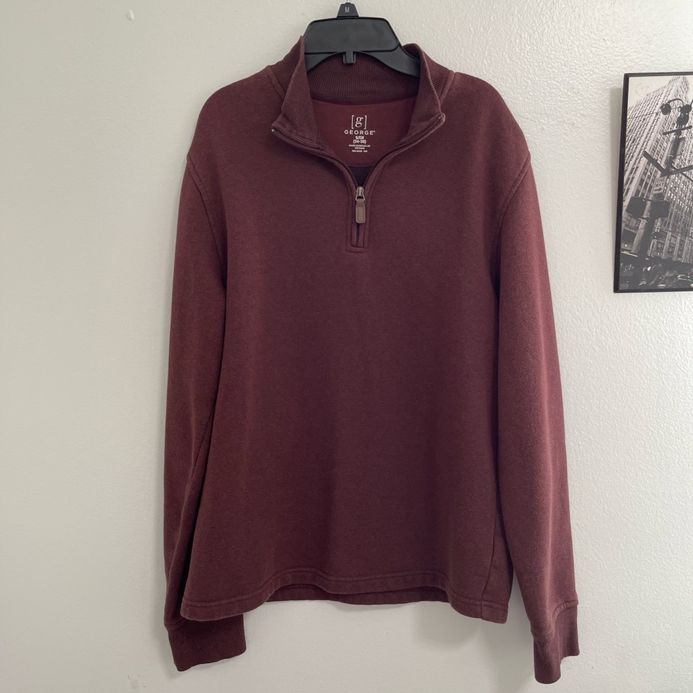 George Mock neck 1/4 quarter Zip up fleece sweater